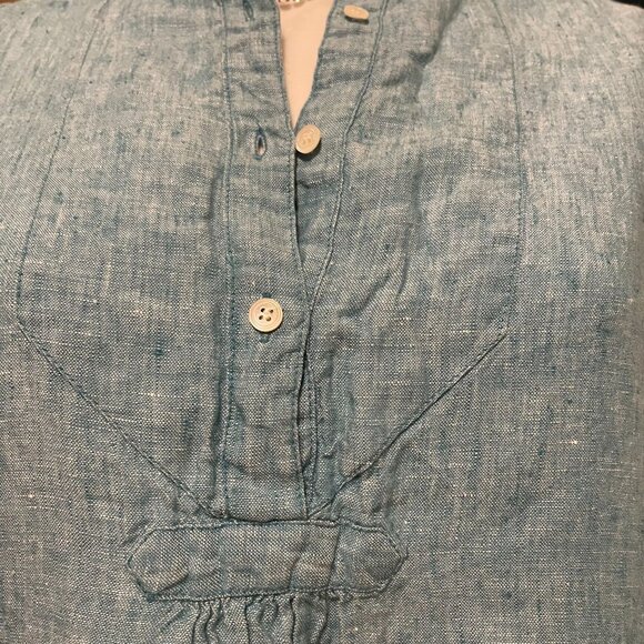 J.Crew Baird McNutt Irish Linen Blue Button-Front Long Sleeve Womens Top Size OP - Picture 2 of 5